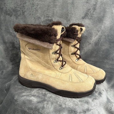 COLUMBIA Lavela Women's Winter Beige Suede Waterproof Fur Lined Boots Size 8