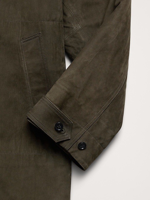 New Banana Republic Nubuck Leather Car Coat Jacket Size Small Green $1200 NWT image 3