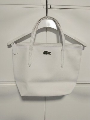 LACOSTE Shopping Bag Tasche klein weiß
