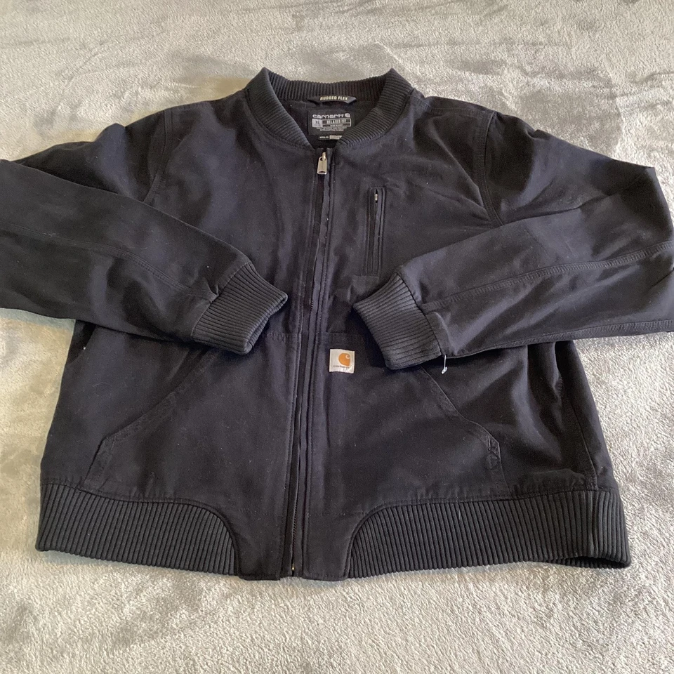 Carhartt Jacket Youth XL Black Rugged Flex Relaxed Fit Canvas Bomber OJ2524-W - Image 2 of 4