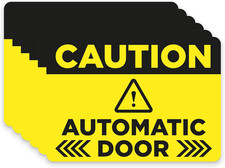 Caution Automatic Door Decals for Glass Door, 6 Pack 2.5"X3.5" Vinyl Decals Two-