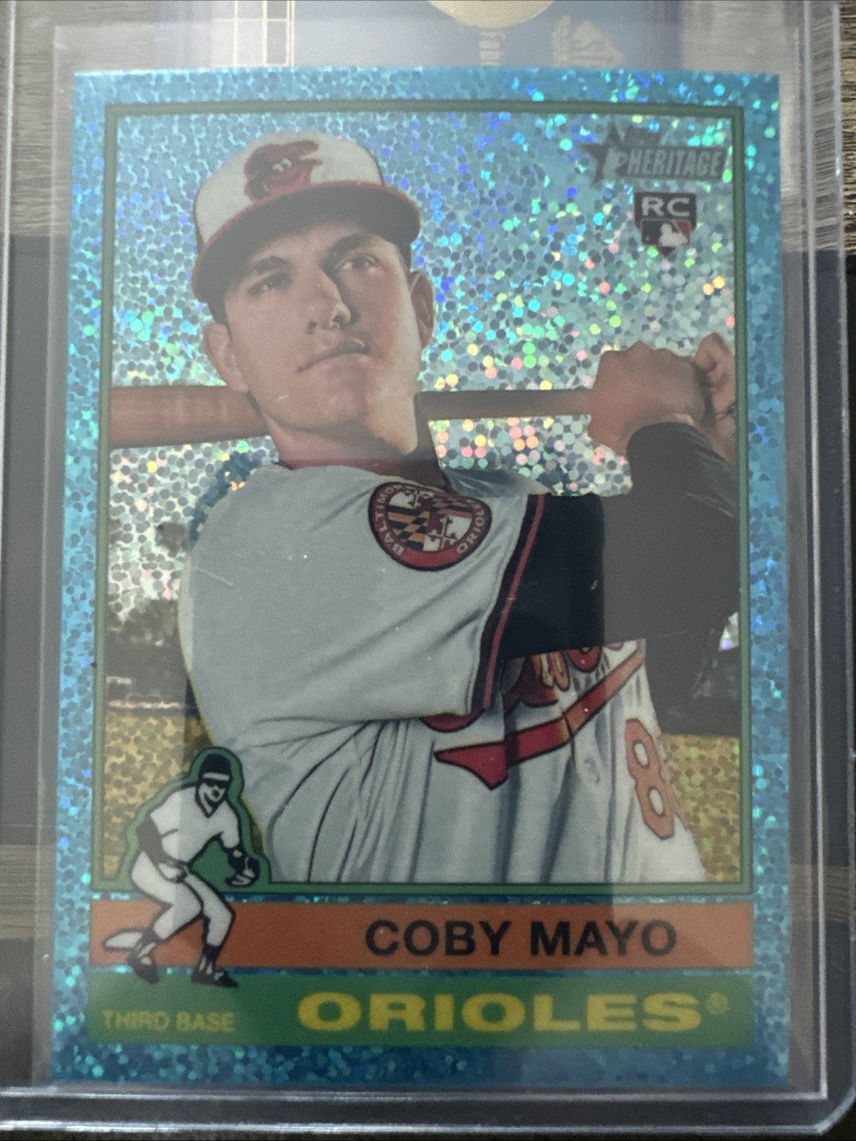 2025 Topps Heritage - Coby Mayo #340 Chrome Light Blue Sparkle Refractor (RC)