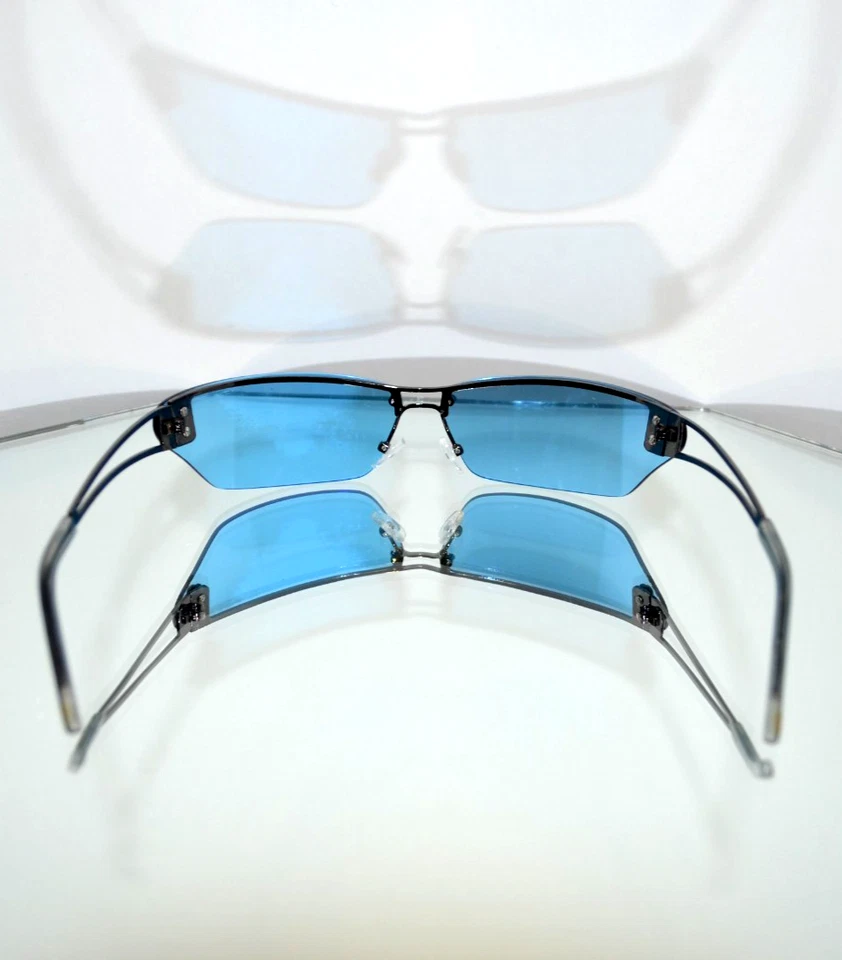 INSANE Versace Rimless Medusa Sunglasses Blue/Silver Y2K Vintage Mod. N25 N30 - Image 4 of 4
