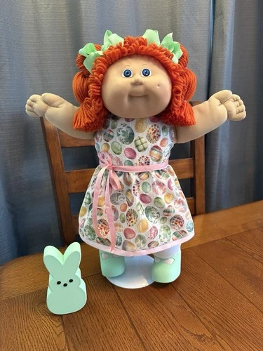 1980s Cabbage Patch Kid Red Hair Blue Eyes HM8 Easter Egg Dress Spring Bunny