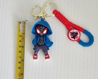 Spider-Man Blue Hoodie 3D Cartoon Gold Key Chain Rubber Grip Hero Fan Silicone
