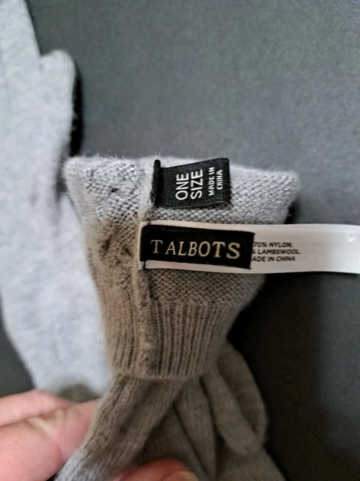 Guantes de lana de cordero gris Talbots para mujer Foto 3 de 4