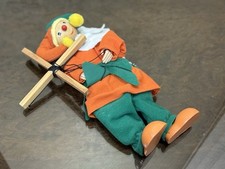 Vintage 1980s Czech Handcrafted Marionette Puppet - Jester/Clown Design, 32.0 cm