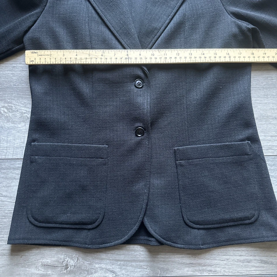 Jaqueta Blazer Vintage Fire Islander Preta Tweed Botão Fabricada nos EUA Tamanho 11 12 - Imagem 4 de 4