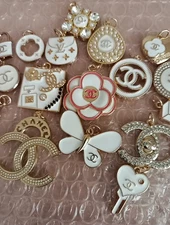 18  Pc Set Designer Zipper Pull Chanel  Button Charm Pendant 