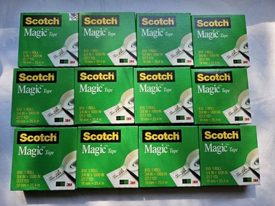 Scotch Magic Tape 12 Pk of Individual Pack 3/4'' x 1000'' 1'' Core Clear Photo Safe