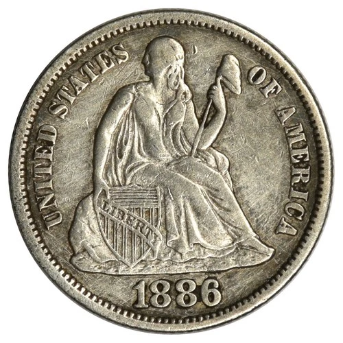 1886-S SEATED LIBERTY DIME ~ NICE XF/AU