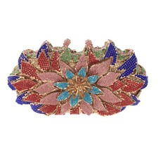 Gold Tone Metal Rhinestone Crystal Clutch Evening Bag HB6194-MIX