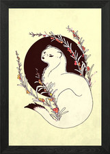 Yin yang weasel Framed Wall Art Poster Canvas Print Picture