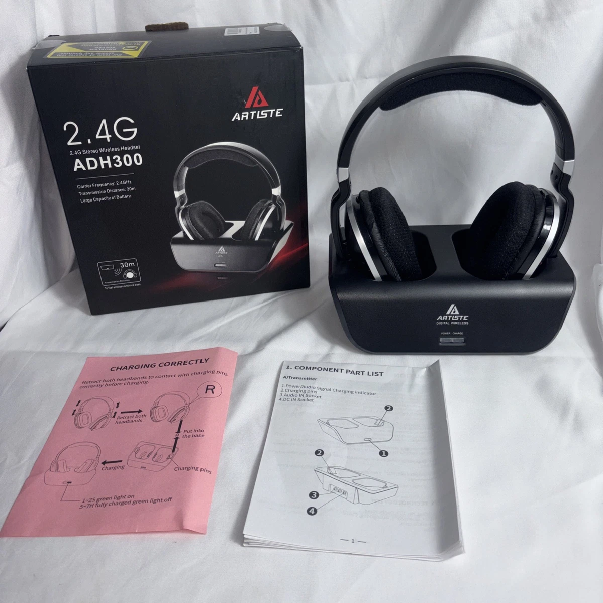 Home Theatre System: 2.4G Wireless Headphone Stereo Headset for Premium Audio, 30m Range, Charging Base Included