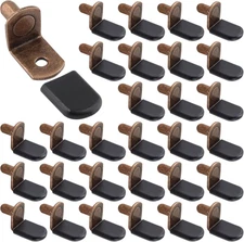 Biaungdo 30 Pcs Shelf Support Pegs, 1/4 Inch L-Shaped Clips Antique Bronze 