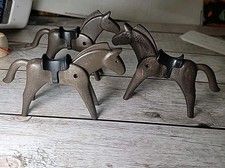 Vintage 1974 Geobra Playmobil Brown Horse Black Saddle Removable LOT of 3