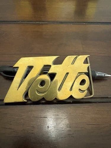 VETTE SOLID BRASS VINTAGE CORVETTE BELT BUCKLE 4" X 2" NEW
