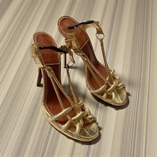 Lanvin Gold Party Heels Sandals Size 37.5 NEW...