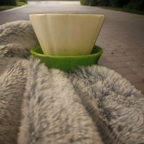 Vintage Shawnee Pottery Ribbed White & Green #533 Flower Pot Planter MCM