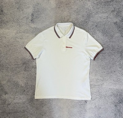 Prada Polo Shirt Men s XL White Cotton Stretch ACS1 2018 Designer Made in China