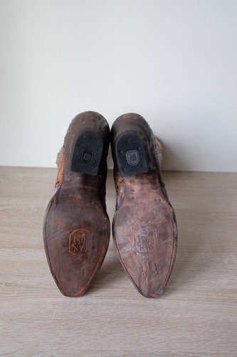 NEW Dan Post 13" DAISY BLUE Snip-Toe Boots Cowboy Rodeo Embroidered Floral Brown - Picture 6 of 6
