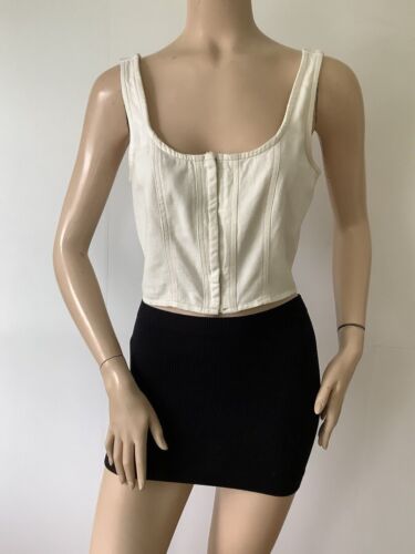 Lone Star NWT Sz. M Natural Shade Twill /Denim Smocked Corset Structure Crop Top