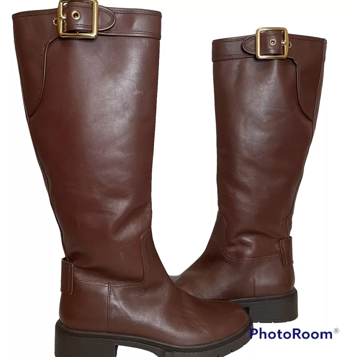 Brown top coach boots