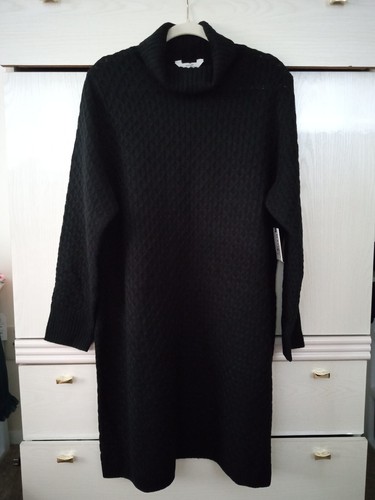 Terra & Sky PLUS Women's Honeycomb Turtleneck Sweater Dress BLACK SIZE 0X (14W)