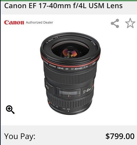 Canon EF 17-40mm f/4L USM Lens 1:4 77mm - Picture 4 of 4