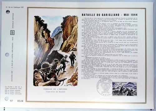 WW2 BATAILLE DU GARIGLIANO FRANCE FEUILLET PHILATÉLIQUE CEF 100 - Picture 2 of 4
