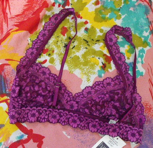 NEW HANKY PANKY 597801 FNWR CROSS-DYED CROSSOVER MADE IN USA LACE BRALETTE XS - Picture 2 of 2