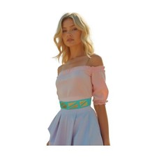Women Fashion Elastic Waistband Belt High Waist Hip Gold Metal Triangles Buck...