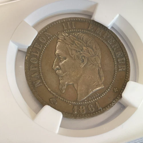 France 1861BB 1861 BB France 10 Centimes 10C Coin AU 53 BN AU53 NGC Graded