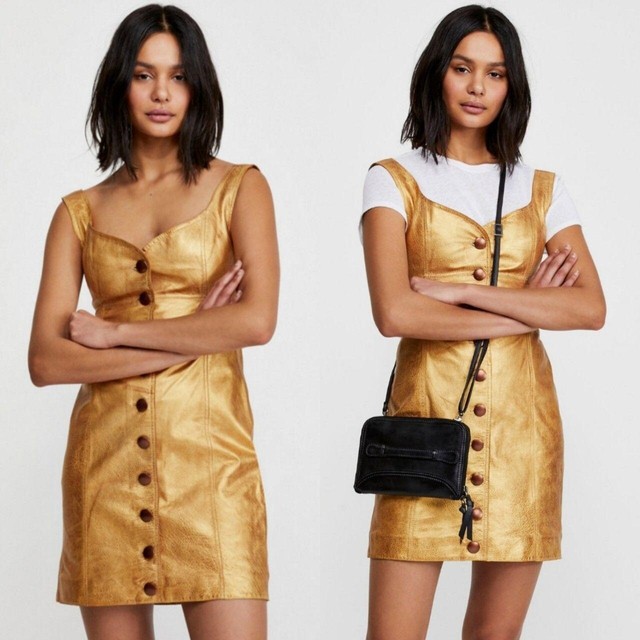 Leather Dress Button up Aline 