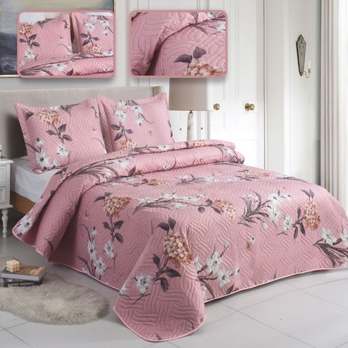 3PCS Quilted Bedspread Set Patchwork Comforter & Pillow Shams Double King - Picture 80 of 221