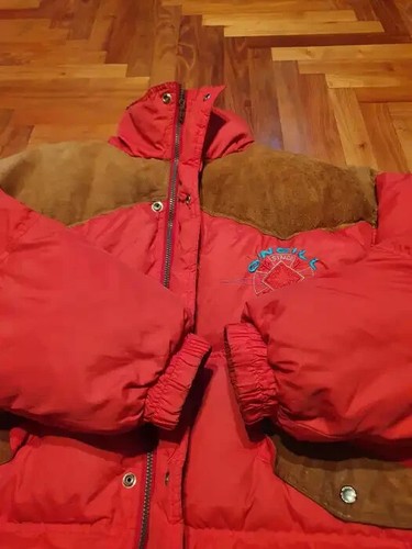 O'neill Vtg leather Padded shoulders down puff jacket, L/XL - Picture 13 of 20