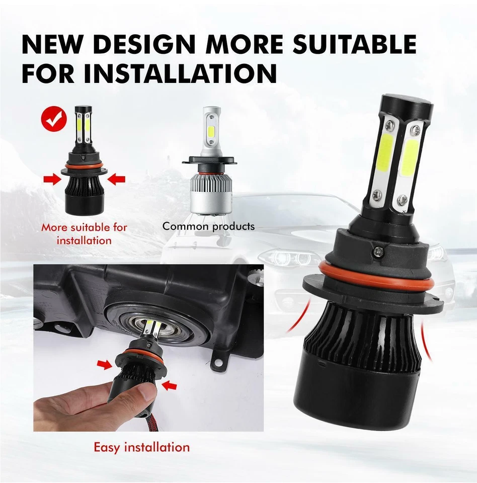 9007 LED Headlight + Fog Light Bulbs for Ford F-250/350/450 Super Duty 1997-2004 Foto 3 de 4