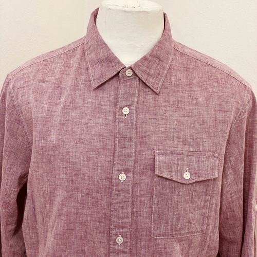 Michael Kors Tailored Classic Fit Men's Size L Purple Linen/Cotton Casual Shirt - Picture 8 of 11