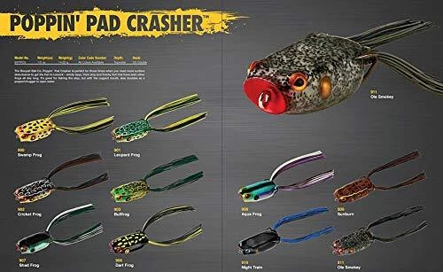 Señuelo Poppin' Pad Crasher Topwater Bass Pesca Cuerpo Hueco Rana Ole Smokey Foto 2 de 2