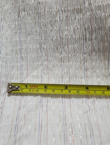 White Shirred Dress Fabric With Metallic Threads - Super Cute! 90cm x 90cm - Picture 2 of 6