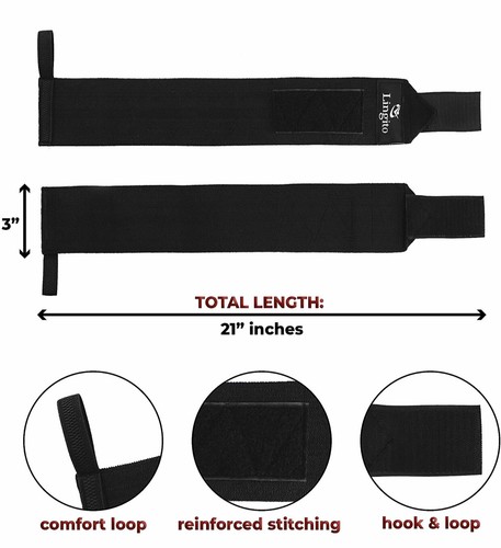 Wrist Wraps with Thumb Loops and Lifting Straps Lingito Professional Pair 18" - Picture 2 of 9
