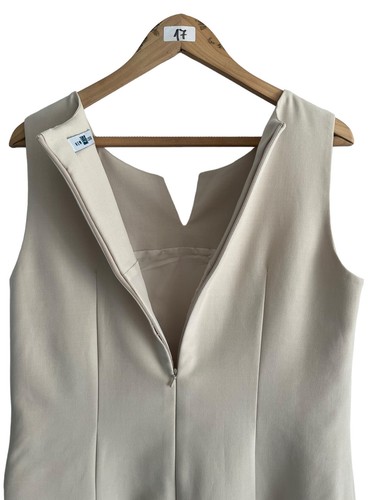 Abito Vintage 1994 New Look Etichetta Blu Beige Elegante Abito Scollo V Lunghezza Ginocchio 12 - Foto 9 di 14