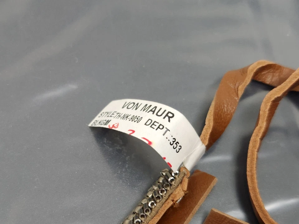 Collar Vintage Chan LUU Cuero Marrón Ajustable Hecho a Mano 37" Foto 3 de 4