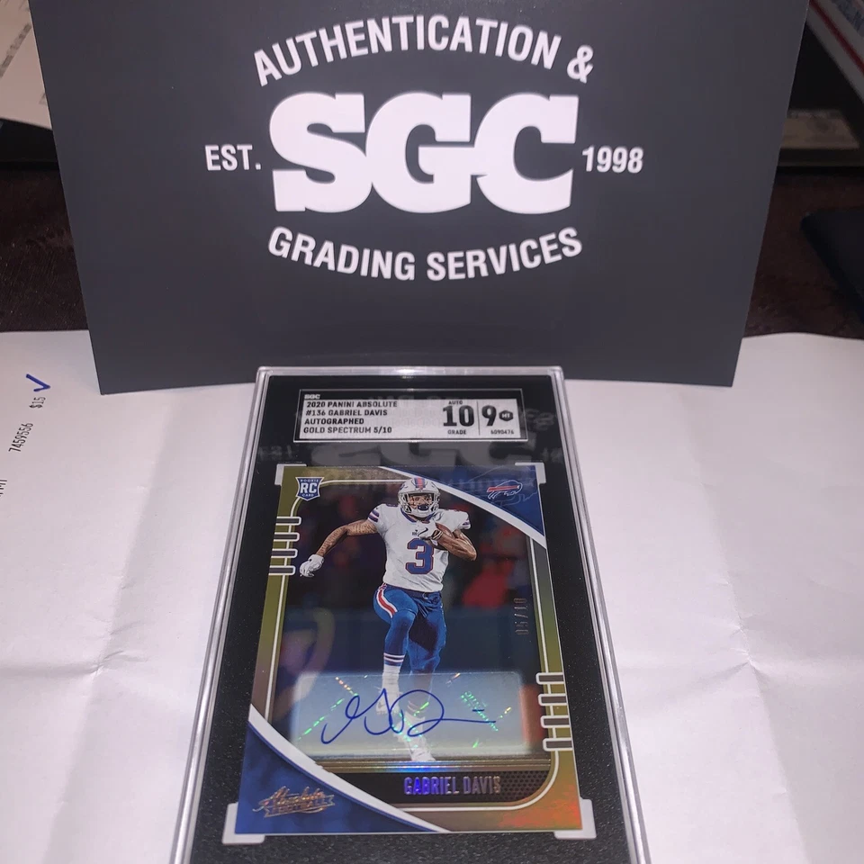 2020 Panini Absolute Gold Spectrum #136 Gabriel Davis #5/10 SGC 9/ 10 Auto - Image 2 of 4
