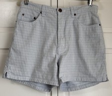 Bill Blass Blue Check High Waisted Mom Shorts Vintage 90s Size 6 Cotton Blend