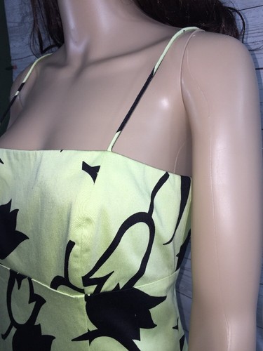 Nine West Dress Size 6 Lime Green Black Floral Print Cute Unique Sundress Small - Picture 4 of 11