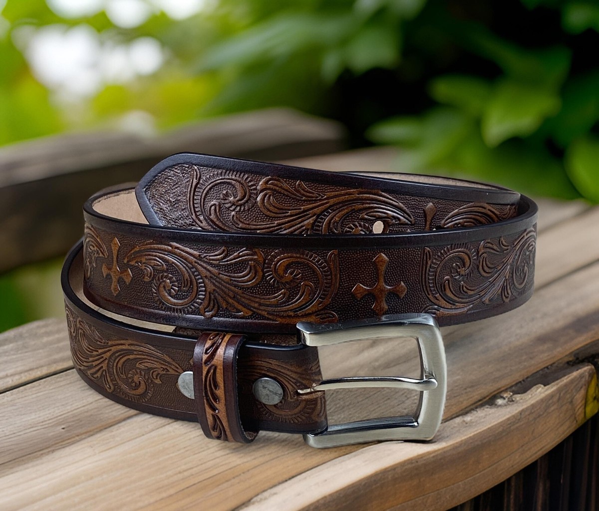 Western Genuine Leather Belt Full Grain Handmade Men display picture 1