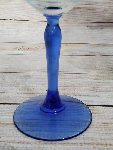 Lenox Crystal Wine Goblets Set of 2 Cobalt Blue Stem Swag Draped w/ Gold Rim - Picture 6 of 7