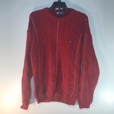 Chaps Ralph Lauren Red/Multi-Stripes Chunky Knit Sweater Mens Size L