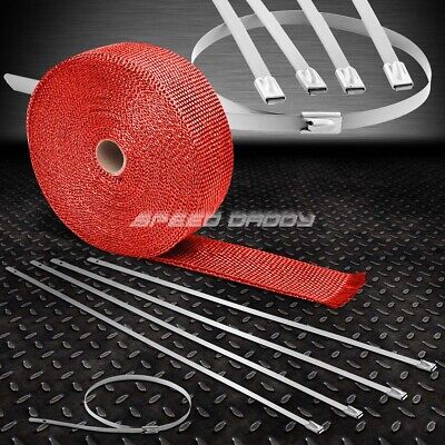 10M Racing Exhaust Header Turbo Manifold Downpipe Silver Heat Wrap With Zip Ties